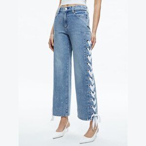NEW Alice + Olivia Sizes 28, 29, 30, 32 Reita Mid Rise Jean With Tie Side Seam